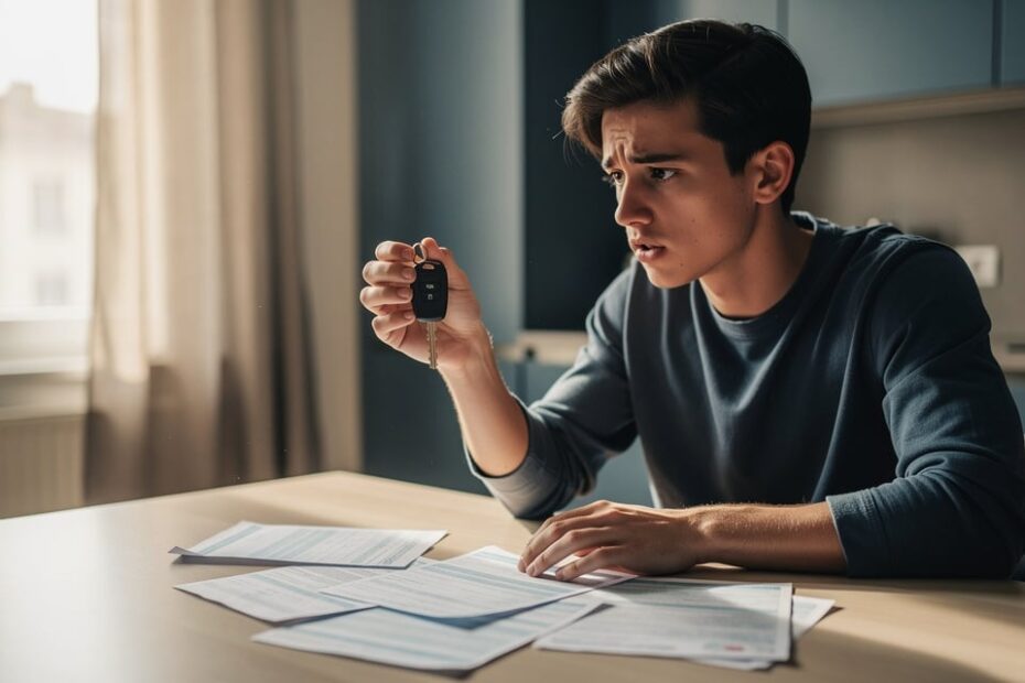 Conducteur consultant ses documents d'assurance auto